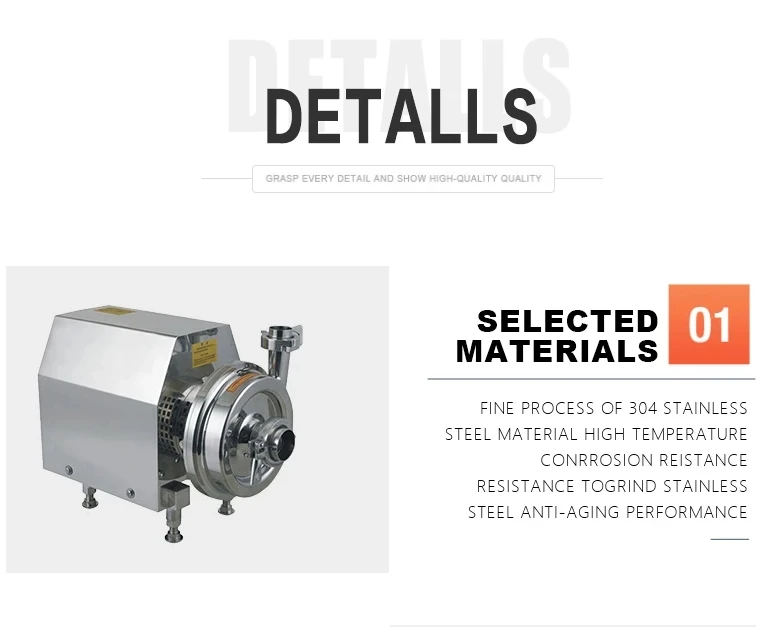 Stainless Steel SS304 Sanitary Milk Centrifugal Pump with Open Impeller