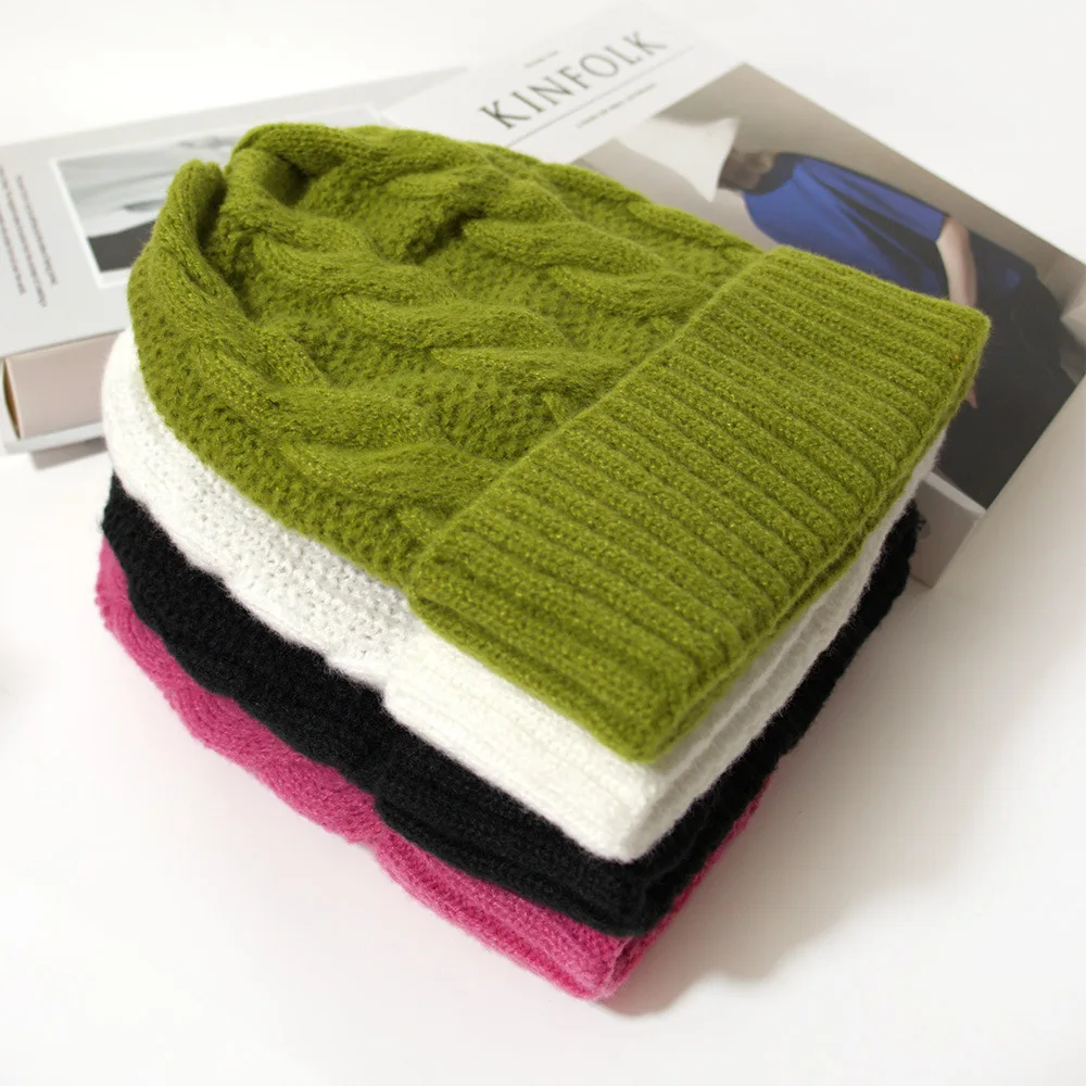 Оптовая продажа с фабрики, зимняя вязаная шапка с вышивкой и индивидуальным логотипом, облегающие шапки, Универсальная Ретро шапка с 3D алмазным узором