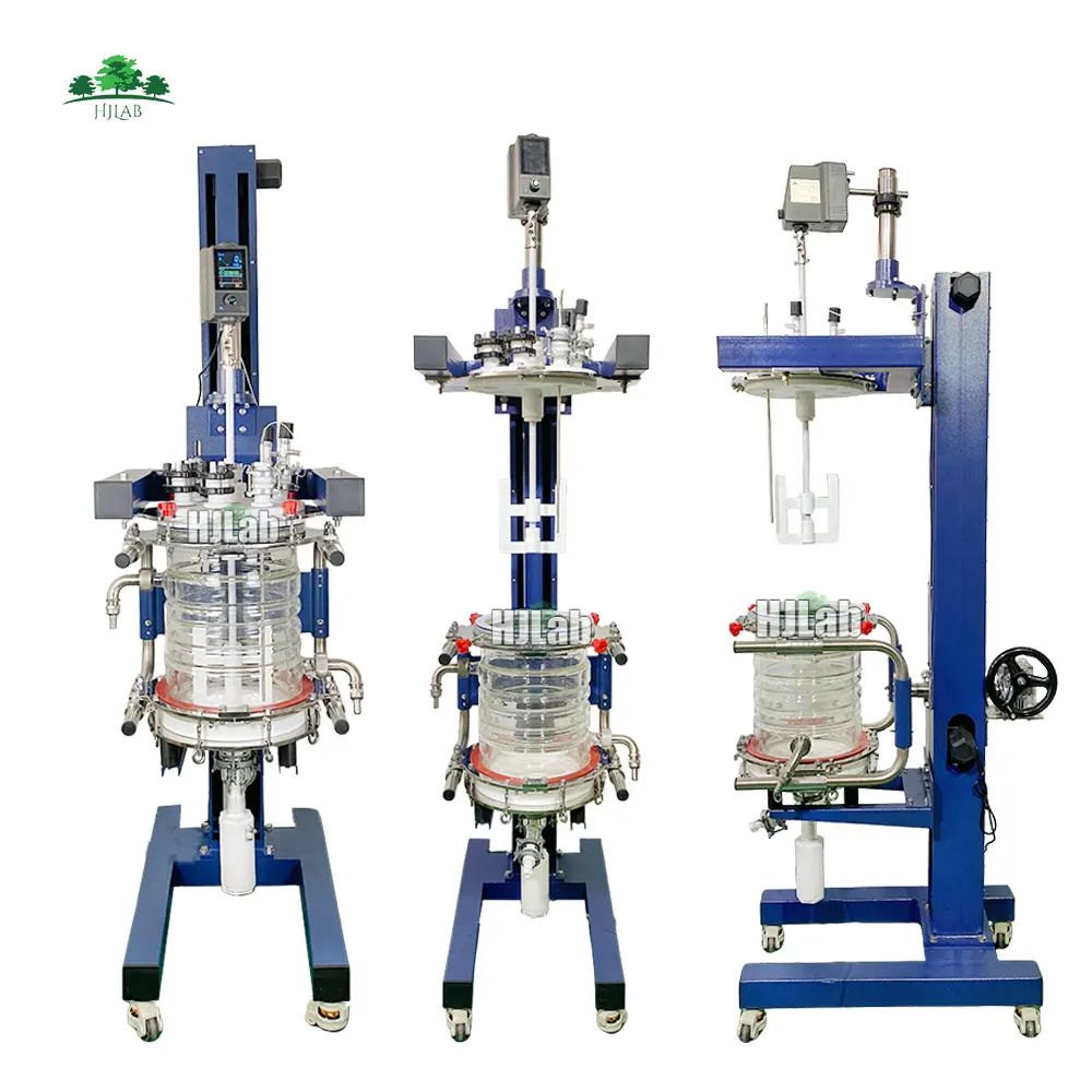 HJLab 20L Thermal Ring Baffle PTFE Filtration Jacketed Glass Reactor with Lifting and Rotation Design