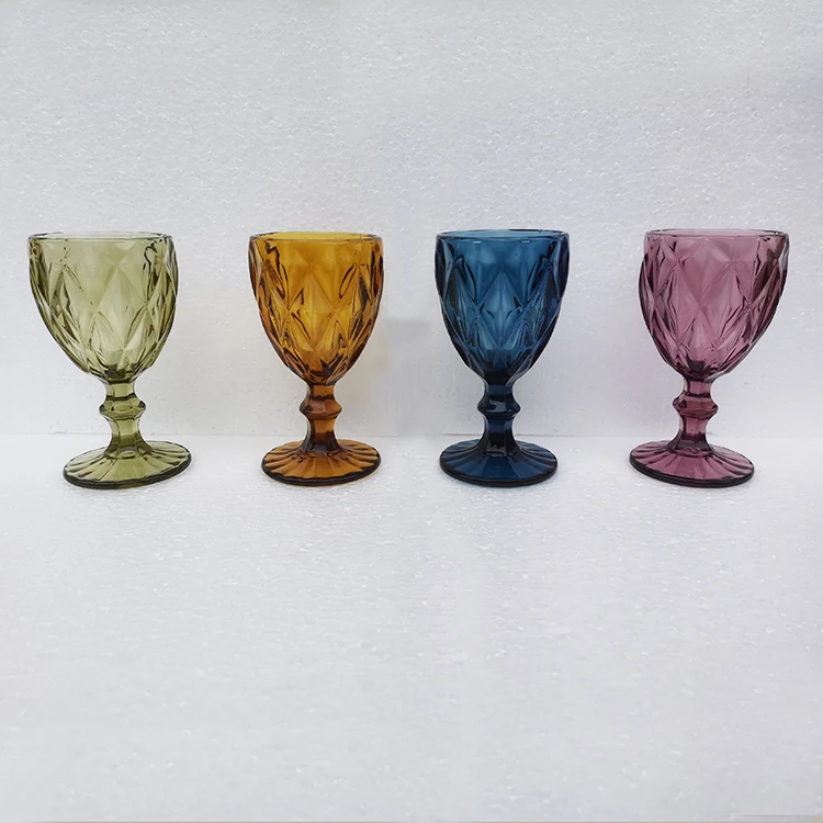 240ML European Vintage multi color  goblet wine glass