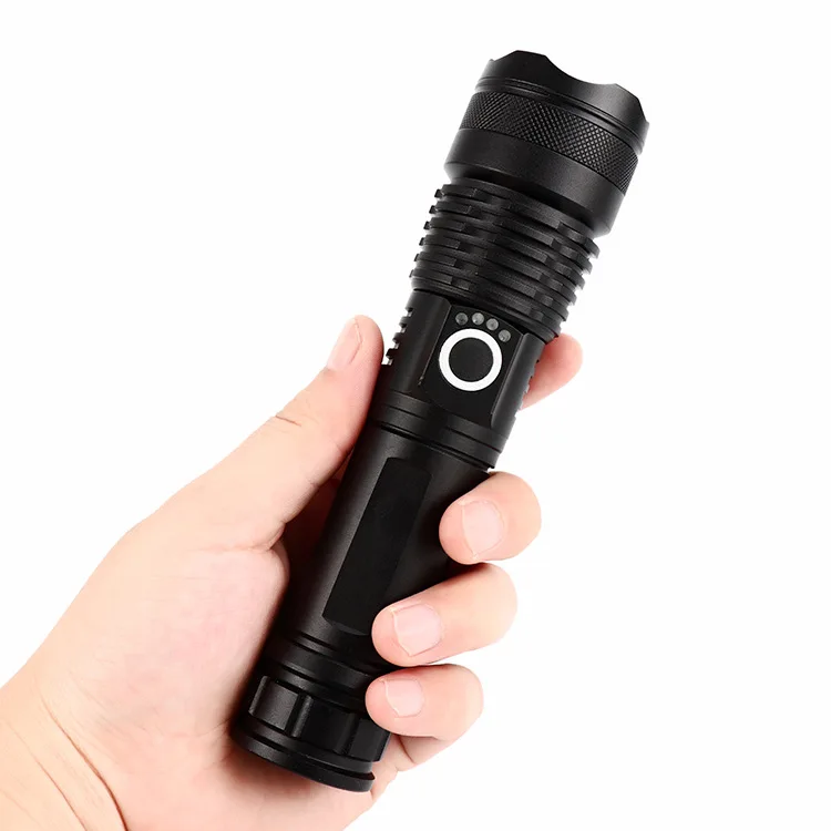 Drop Shipping 2021 Outdoor Camping XHP50 USB Recharge LED Tactical Flashlight Torch Waterproof 5 Modes Zoom