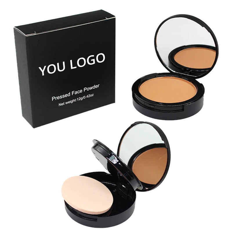 New Arrival 5 Colors Face Makeup Cosmetics Waterproof Pressed Powder Compact Foundation With Private Label