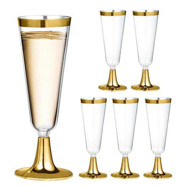 5OZ Disposable Plastic Goblet for Red  Wine Champagne Cocktail Picnic Tableware Wedding Party Cups