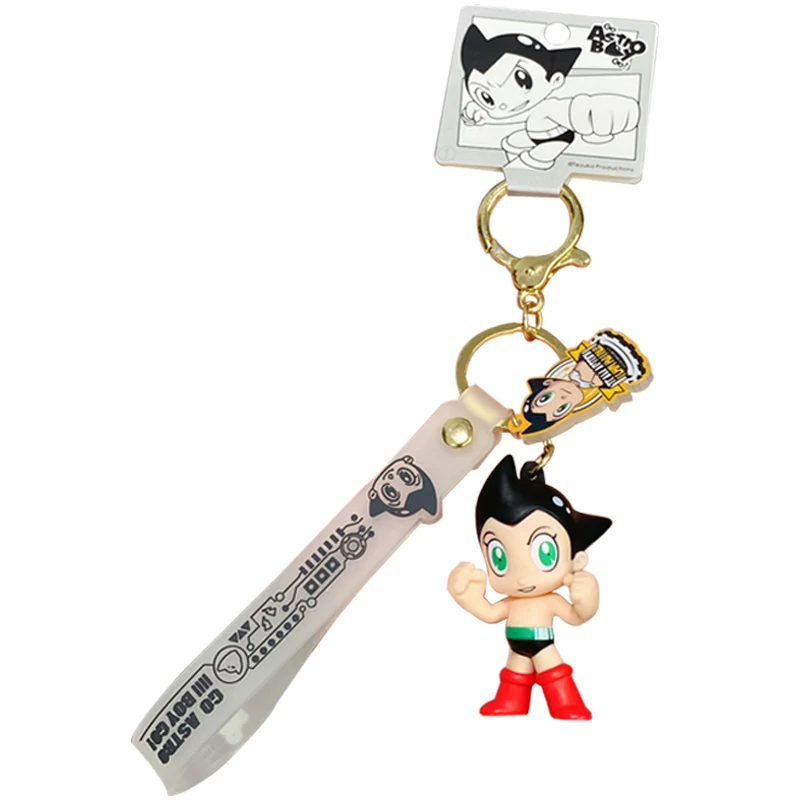 BaiMao Astro Boy design pendant metal small bell keyring kids gift Japanese anime 3d rubber keychain