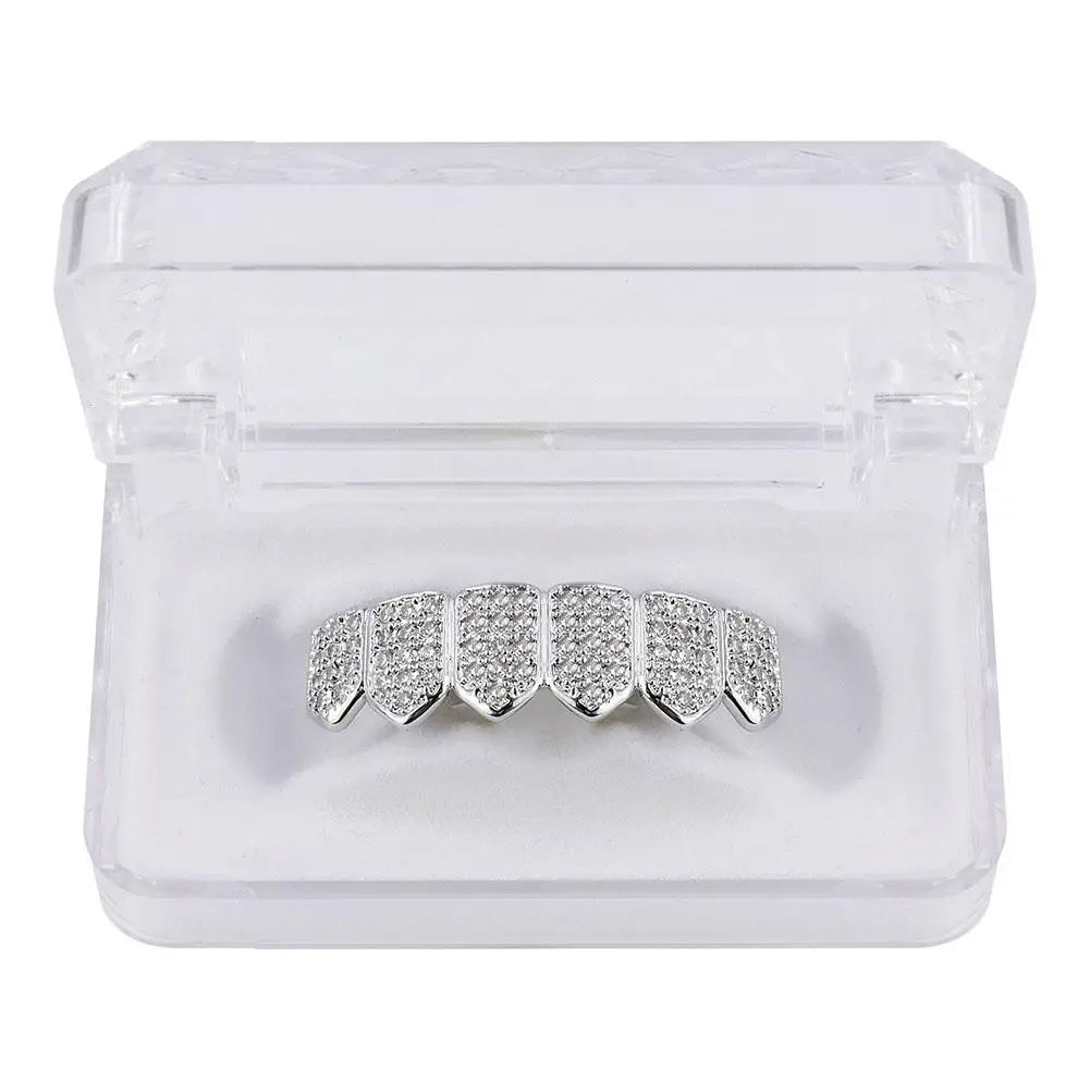 Hip Hop Grills Teeth Grillz Gold Color Plated High Quality Tooth Micro Pave CZ Top & Bottom GRILL Mouth