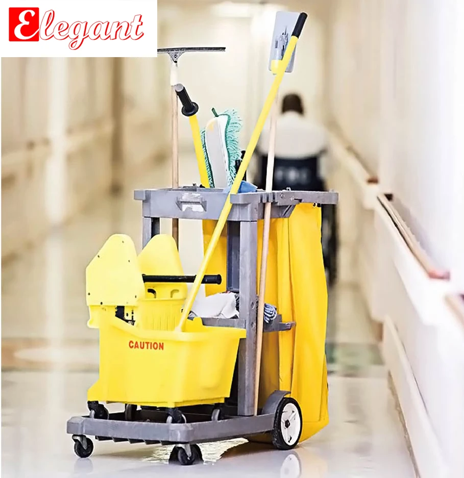 janitor equipment plastic serving cart hotel house keeping