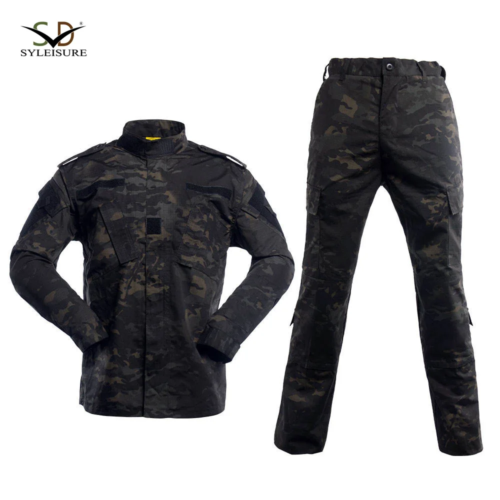 Black multicam camouflage tactical suit acu for security guard