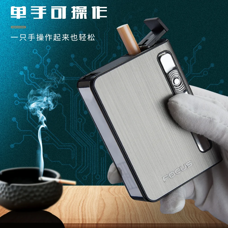 YH027  Metal cigarette case with jet flame windproof lighter USB rechargeable