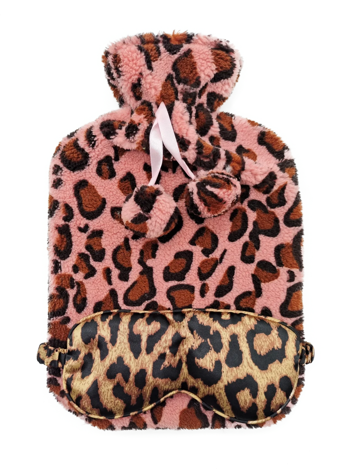 Modern Soft Eye Mask and Rubber Hot Water Bottle with Rabbit Fur Cover Gift Sets