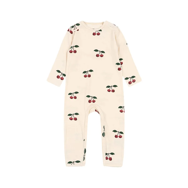 2024 Wholesale Cartoon Print Long Sleeve New Born Baby Rompers Jumpsuit