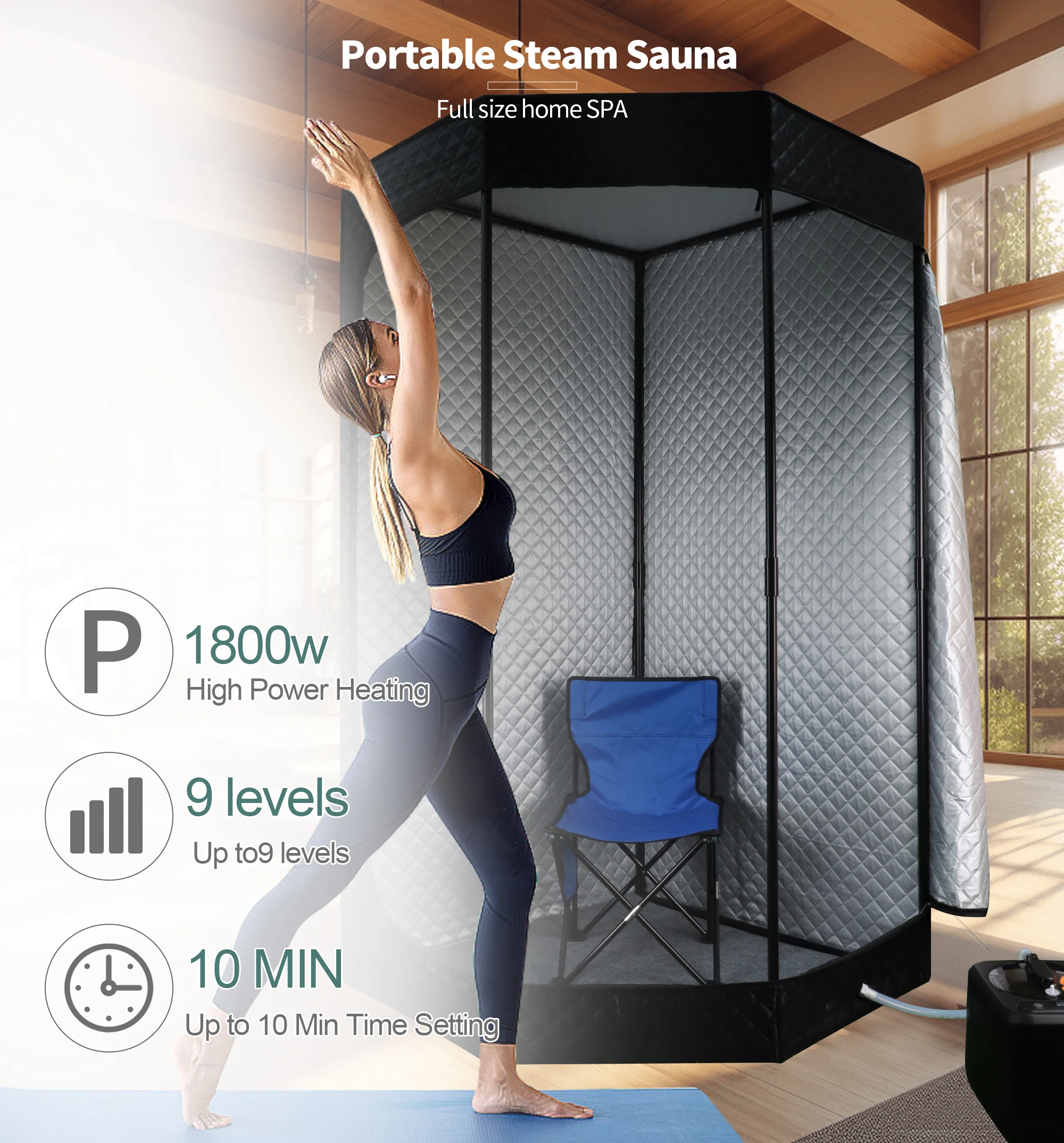 2024 New Design Home Use Foldable Full-Body Portable Sauna Wholesale Wet Spa Sauna Room