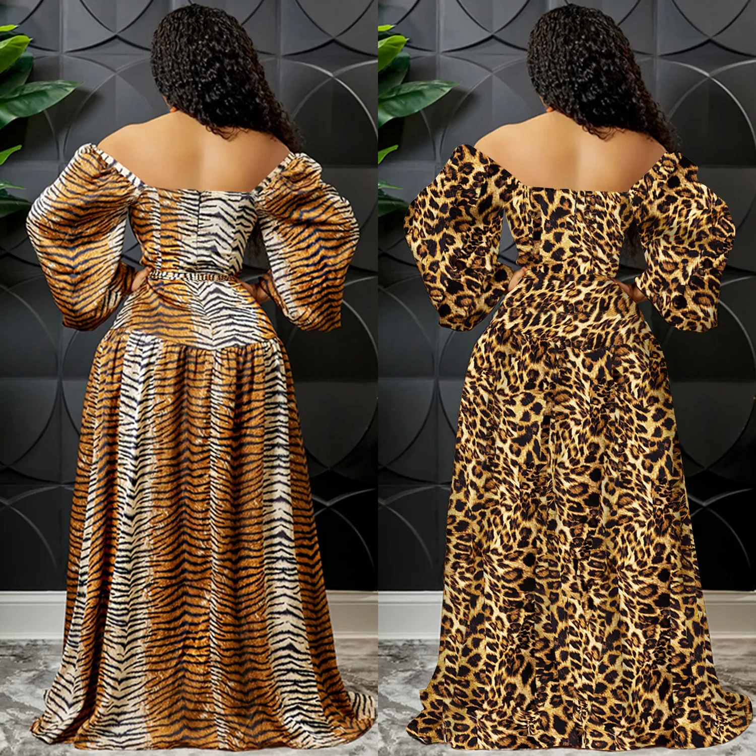 2022 new print wrap chest V-neck irregular slit large skirt plus size dress