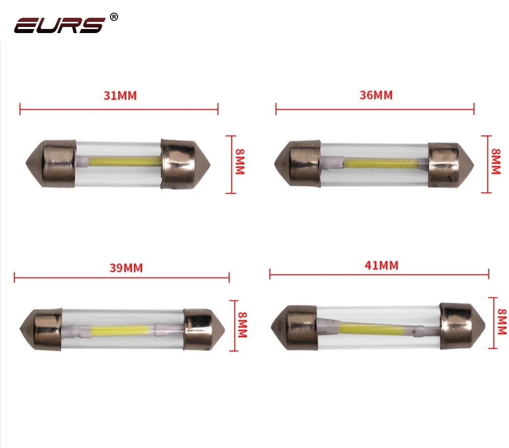 EURS Hotsale COB 31MM 36MM 39MM 41MM Imported Led  Cheap led car over head light reading lamp festoon 1.5W 12V 0.6A
