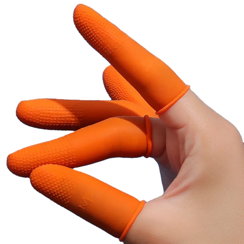 Высококачественные антистатические латексные одноразовые напальчники из натурального каучука с оранжевым рукавом