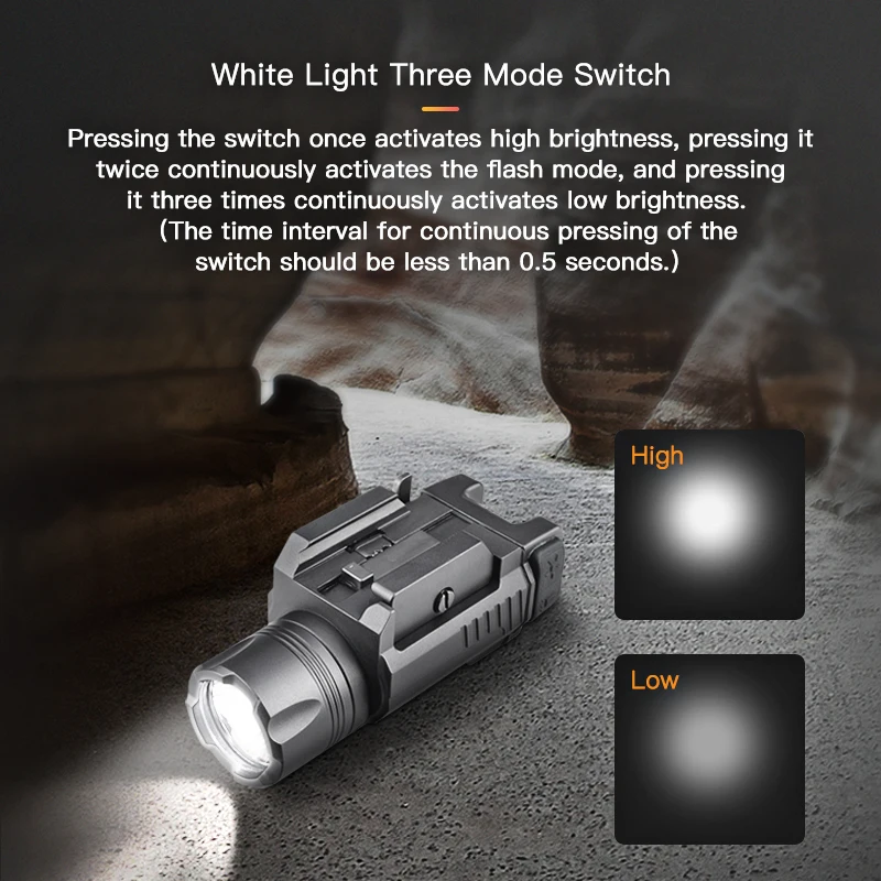 Type C rechargeable 1200 lumens led laser light green laser light combo 5w tactical light for outdoor night
