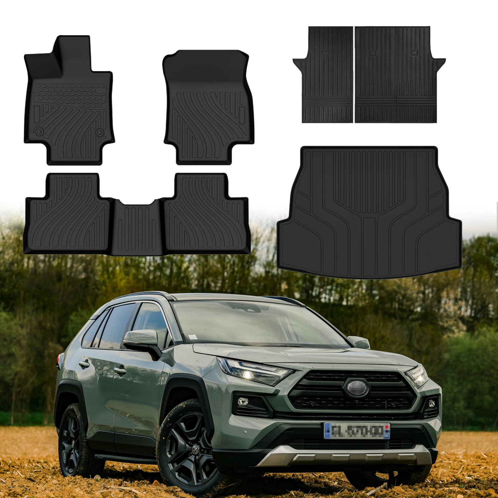 High Quality TPE Material Front Rear Car Mat for Toyota  RAV4 2019+ Car Floor Mats Waterproof  Anti-Slip Car Accessories