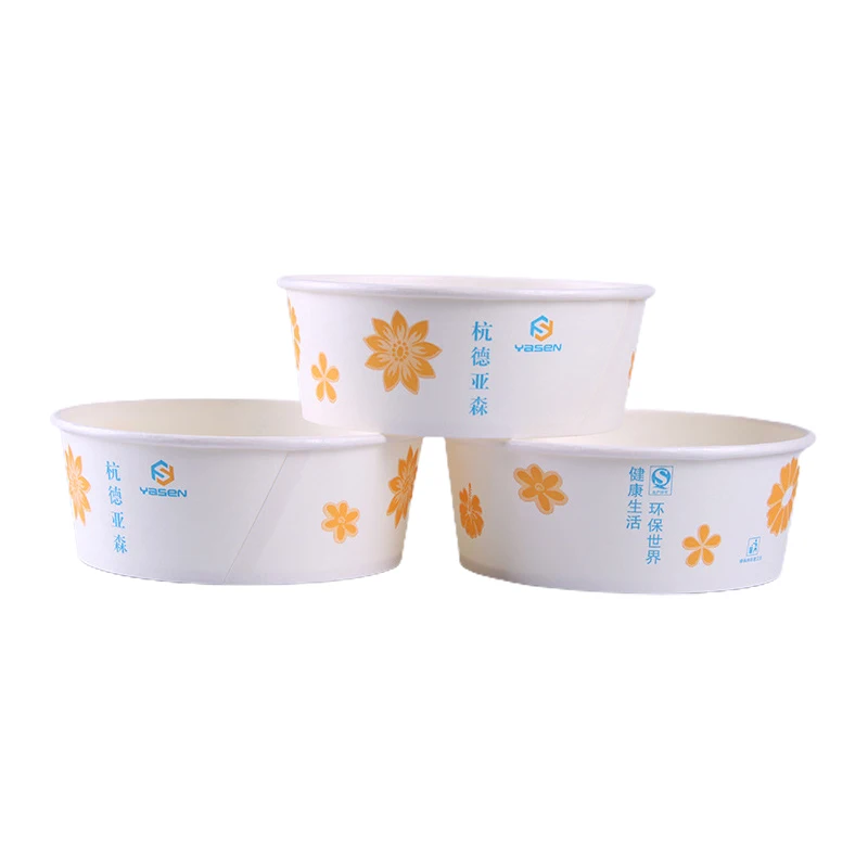 Wins Flying Disposable eco friendly PLA/Plastic Free coating salad bowl 6 ounce 6 oz paper bowls with lids