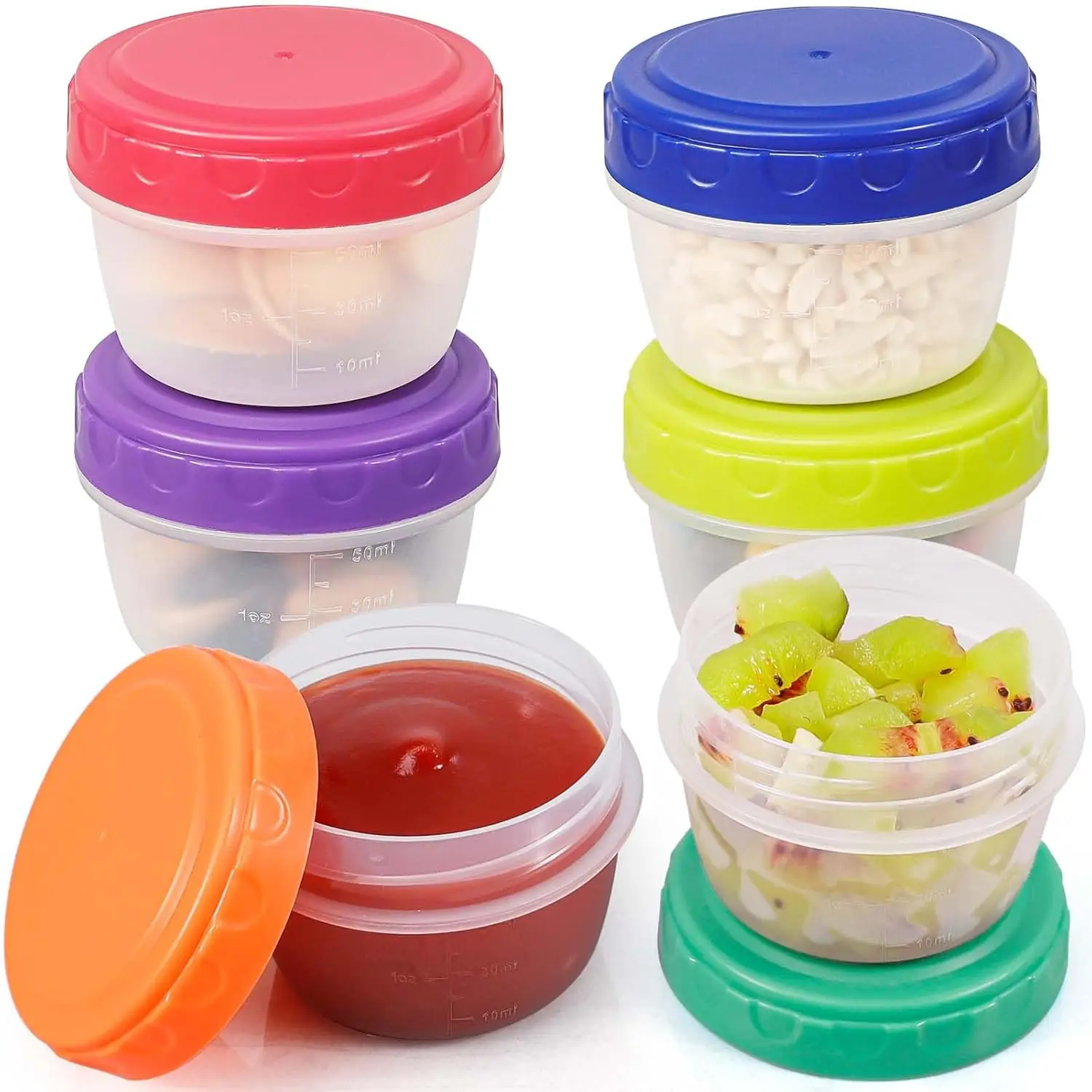 2.7oz Leak-Proof Small Food Storage Containers Reusable Condiment Salad Dressing Container To Go