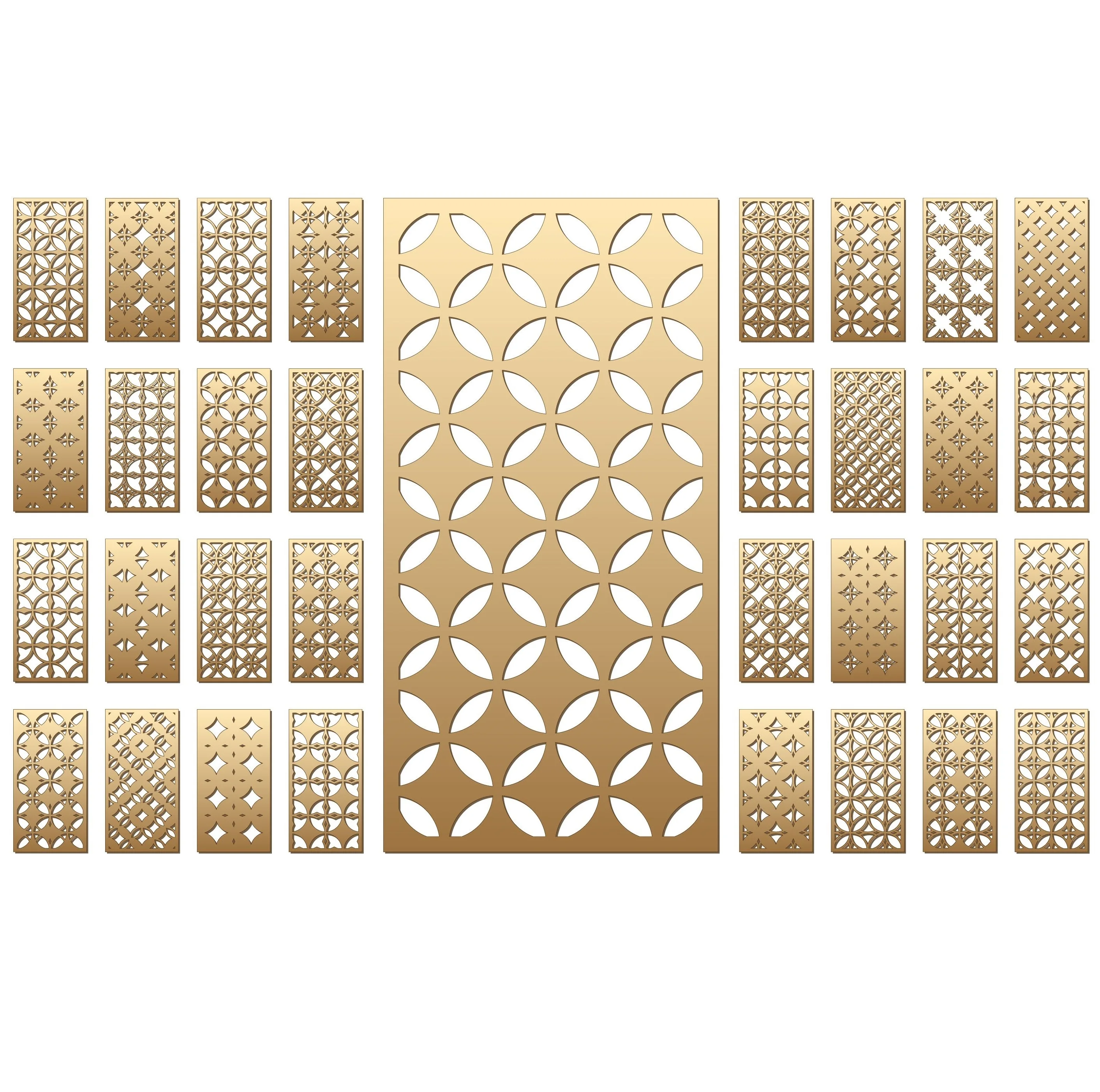 Custom arabic mosque stainless steel CNC punched facade perforated gold aluminium partition screen panel