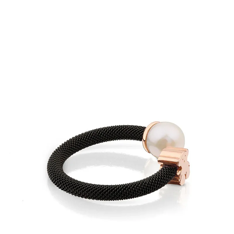 Custom Rose Gold 925 Sterling Silver Fashion Jewelry High Quality Steel wire weaving Adjustable Tous Bear ring For Women Gift