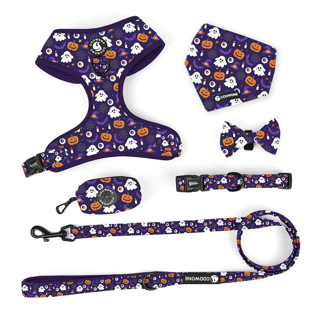 Personalized Flower Pattern Dog Harness Set Pet Collar And Leash Product Cardboard Hangers Package Box