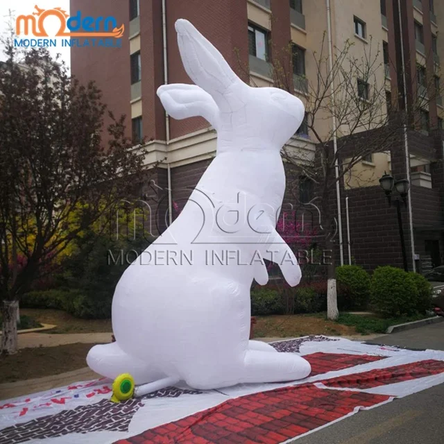 Decorative Inflatable White Rabbit With LED Lighting / Advertising Inflatable Easter Bunny For Event