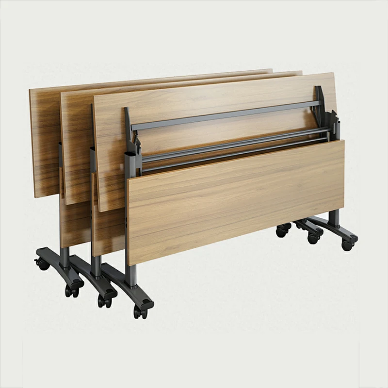 Commercial Wooden Office Furniture Folding Conference Training Table Foldable Desk On Wheels For Meeting