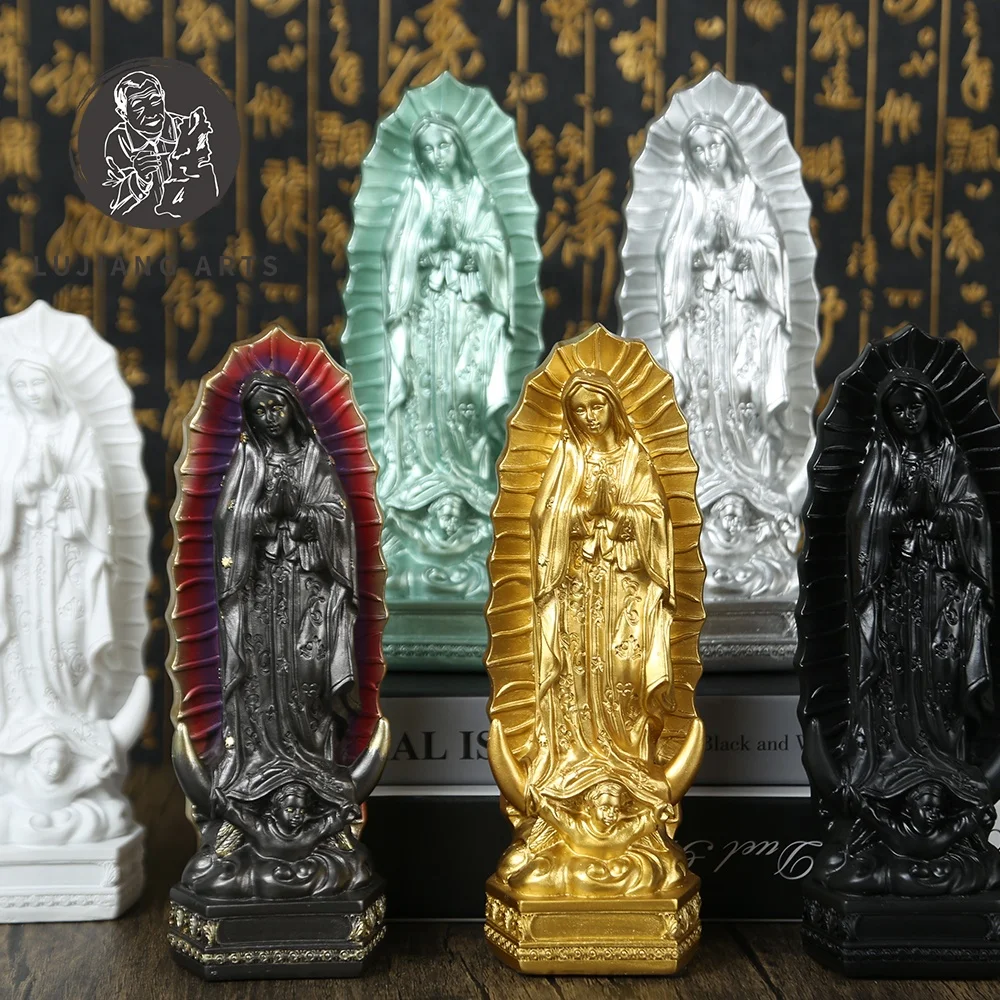 VIRGEN DE GUADALUPE IN Solid Color Golden Sliver Green White Black COLOR V.GUADALUPE Figurines