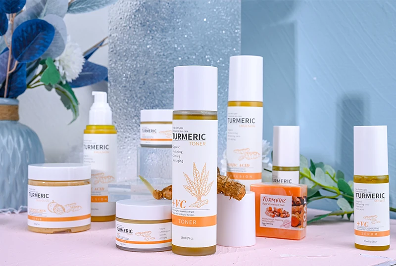 Private Label Herbal Organic Korean Anti Acne Whitening Turmeric Cream Face Care Turmeric Skin Care Set