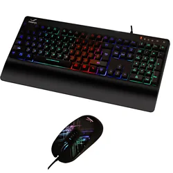 Big Palm Rest Ergonomic RGB Backlight Illuminated Game Light Gaming keyboard and Mouse Combo