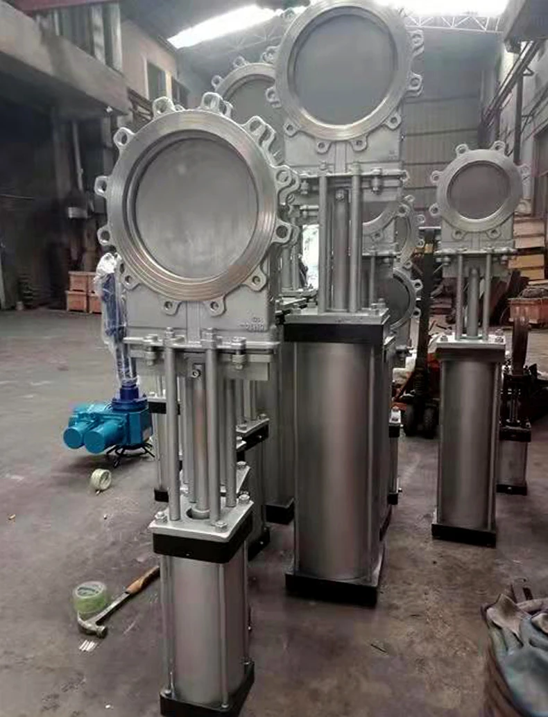 TKFM cast steel insert  slurry sludge knife gate valve with pneumatic actuator