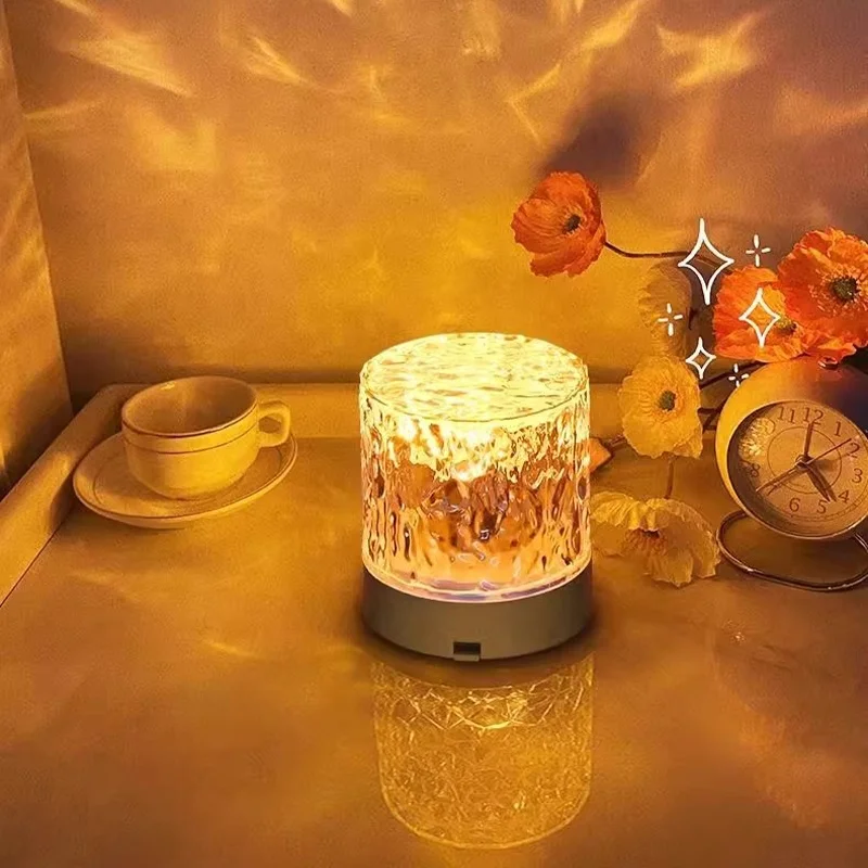 Dynamic Rotating Water Ripple Projector Table Lamp Water Ripple Colorful Night Light LED Night Light