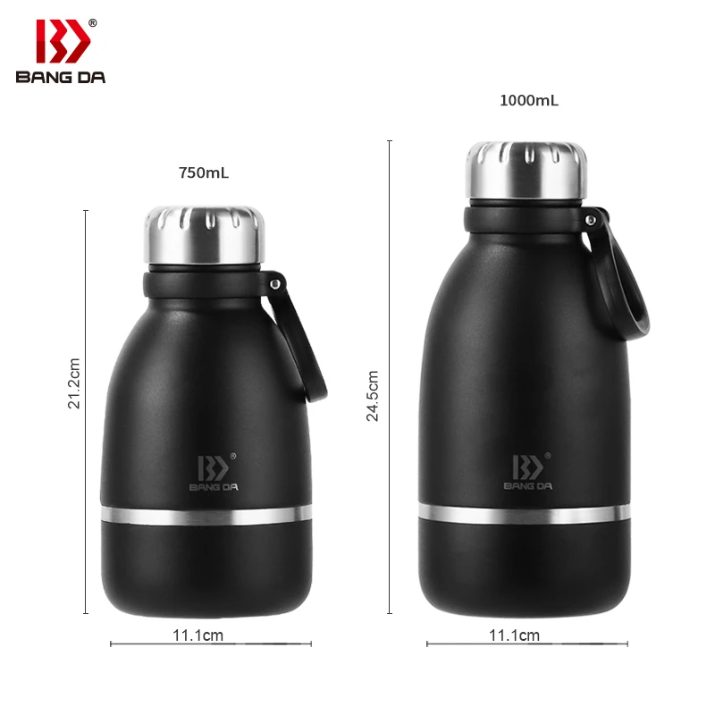pet water bottle Stainless steel 1000ml 750ml custom insulated thermos dog bowl with handgrip powder coating
