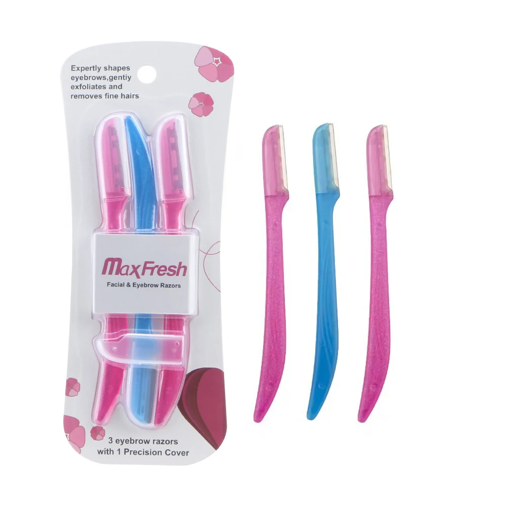 Women Eyebrow Razor Dermaplane Trimmer razor eyebrow with precision Cover  3pcs blister packing