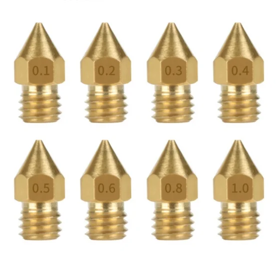 MK8 Brass Nozzle 0.1mm 0.2mm to 0.9mm 1.75mm /3mm Extruder 3D Printer Nozzle