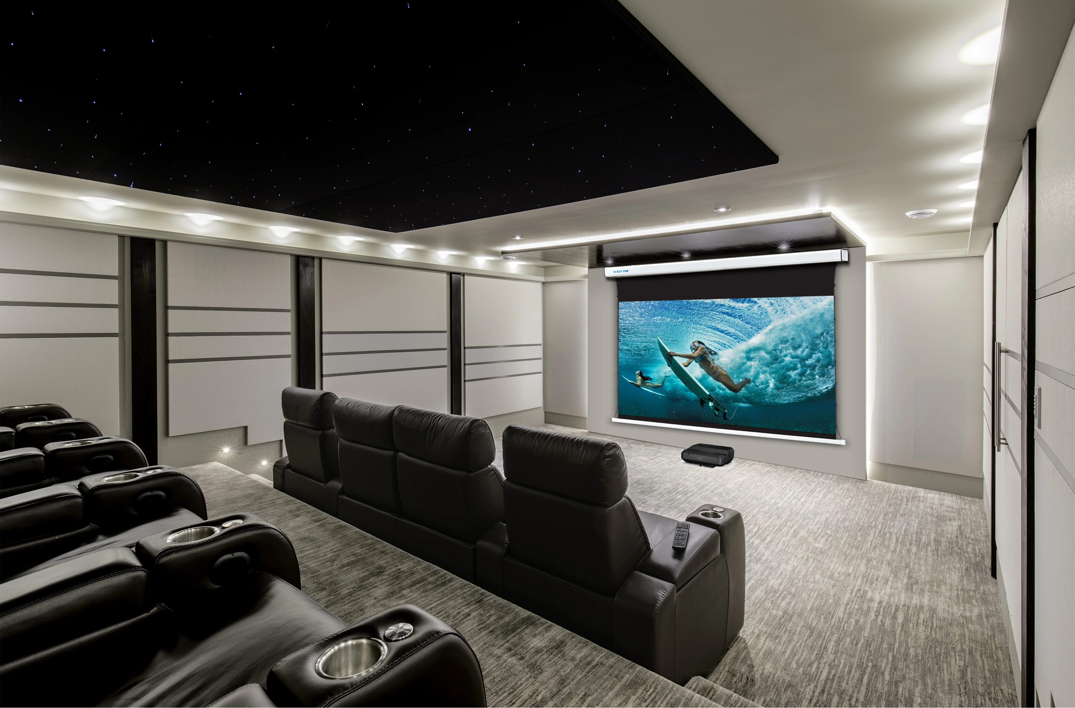 Best price 8K ALR screen 106 inch motorized projector screen ambient light rejecting projection screen for long throw projector