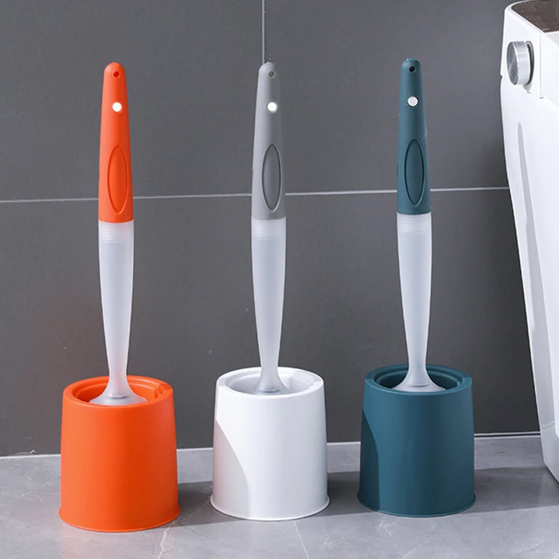 Household Bathroom Cleaning Brush Wall Mounted Circular Silicone Toilet Brush with Cleaning Solution