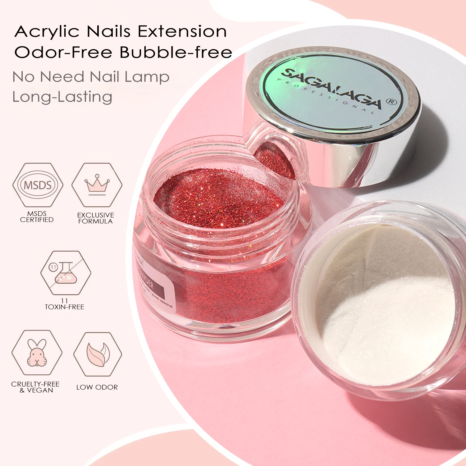 More Colors Nail Acrylic Powder wholesale Nude Pink Red Glitter Professional Polymer 3D Acrylic Art for French Extension Carving