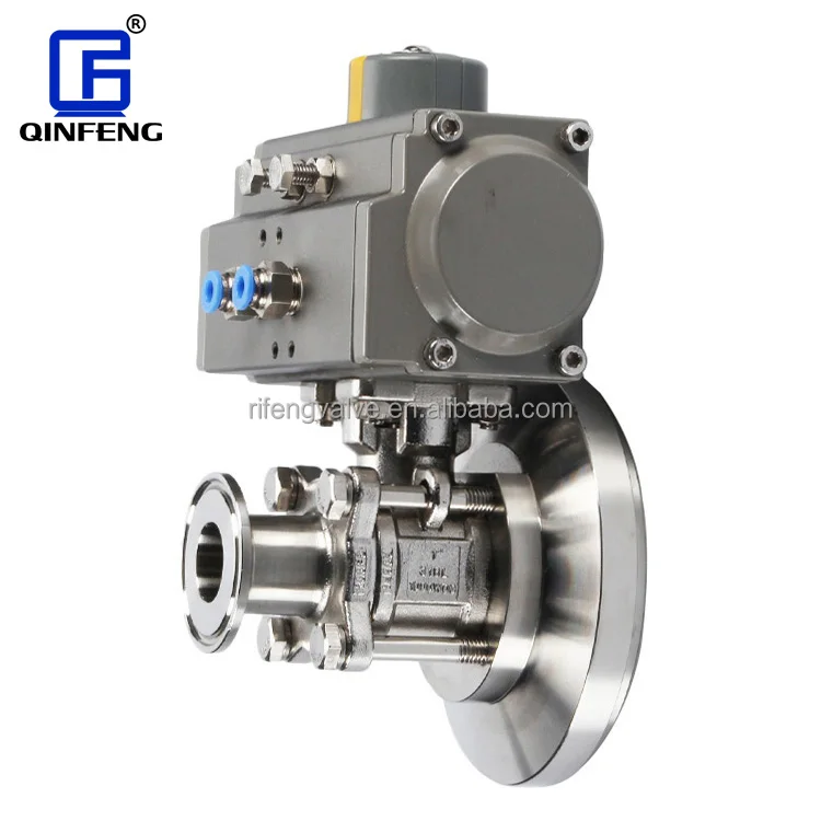 Custom Logo Hydraulic Sanitary Control Penumatic Automatic Tank Bottom Stainless Steel Actuator Ball Valve For Beer Beverage