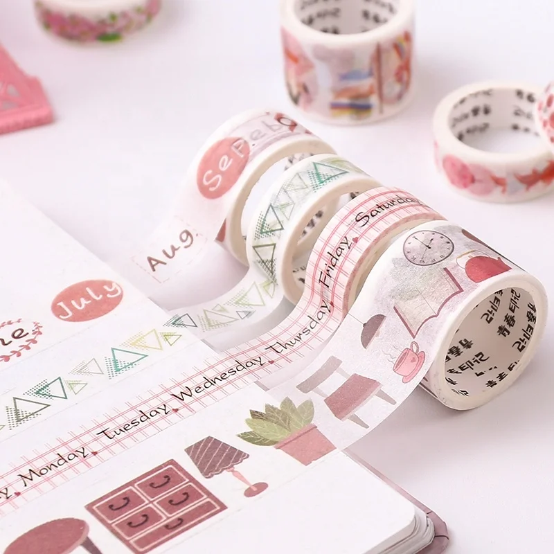 Westar Wholesale Custom Printed Personalized Design Kawaii Cute Japanese Masking Paper Tape Set Decoration Washi Tape
