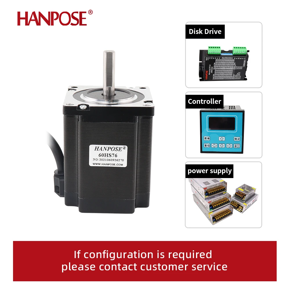hanpose 24V 60 Stepper Motor 1.8 degree 60HS76 motor 4-lead 2.3N.M 4.0A for CNC milling machine Nema24 Stepper Motor