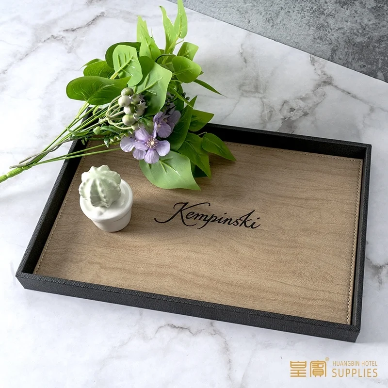 Luxury new customized Hotel Home Bathroom Accessories Serving Tray Hotel Leather Tray