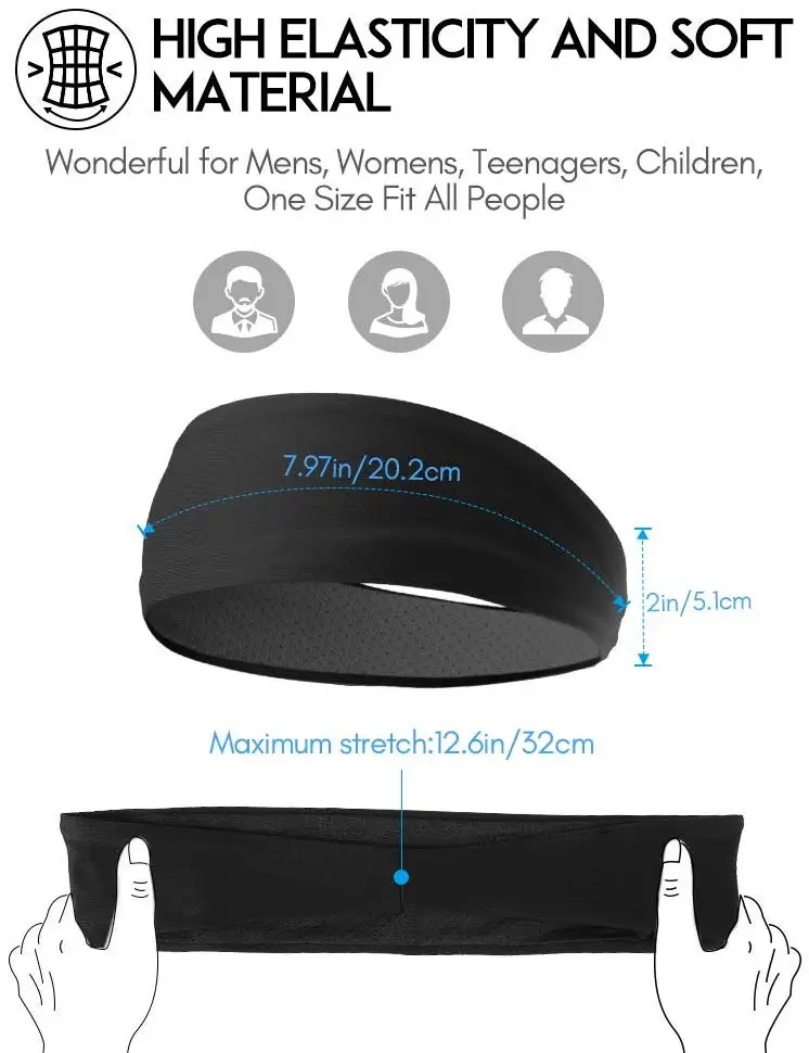 wide sport headband workout hairband high elastic moisture running fit yoga sweatband quick dry headbands custom logo free