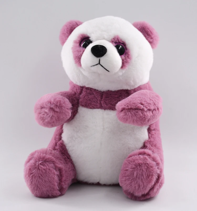Small soft cute mauve/purple sitting plush stuffed panda toys