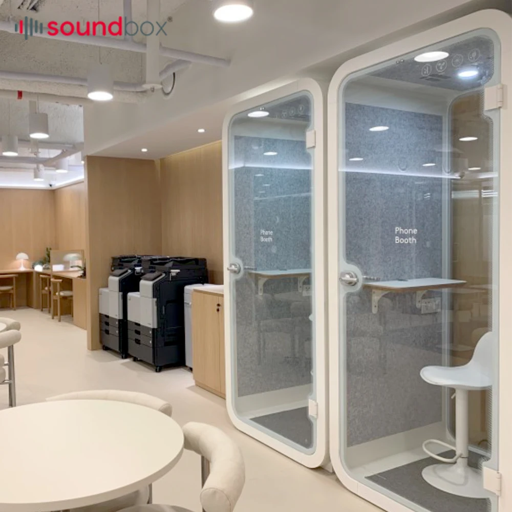 Acoustical Hollow Glass Sound Office Soundproof Cabin Office Meeting Pod Soundproof Telephone Booth Pods