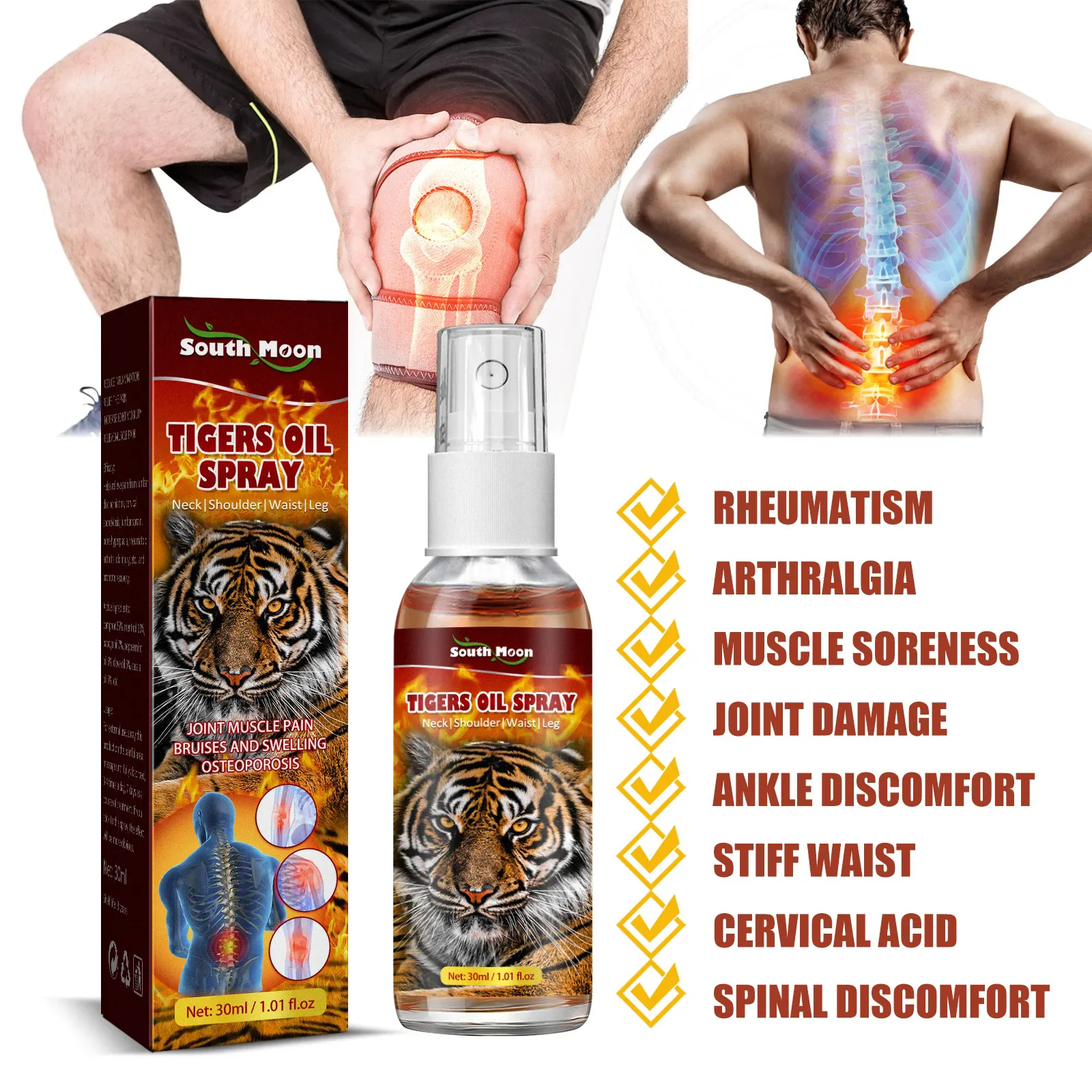 South Moon Tiger Oil Spray Rheumatic Arthritis Relief Muscle Pain Stasis Treatment Neuralgia Care Joint Neck Pain Massage Oil