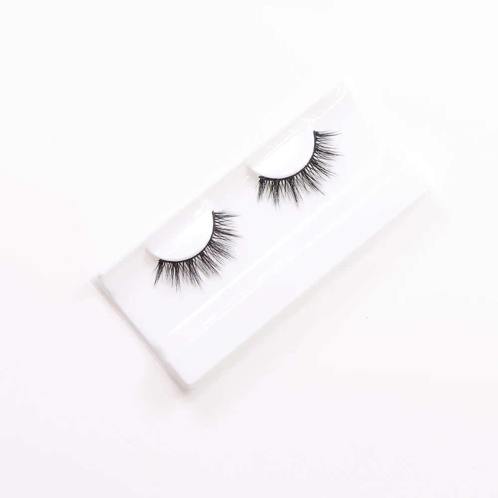 Natural Style 3D Faux Mink Eyelash Thinner Soft Cotton Band Cross Shape Short Length False Lashes Wholesale