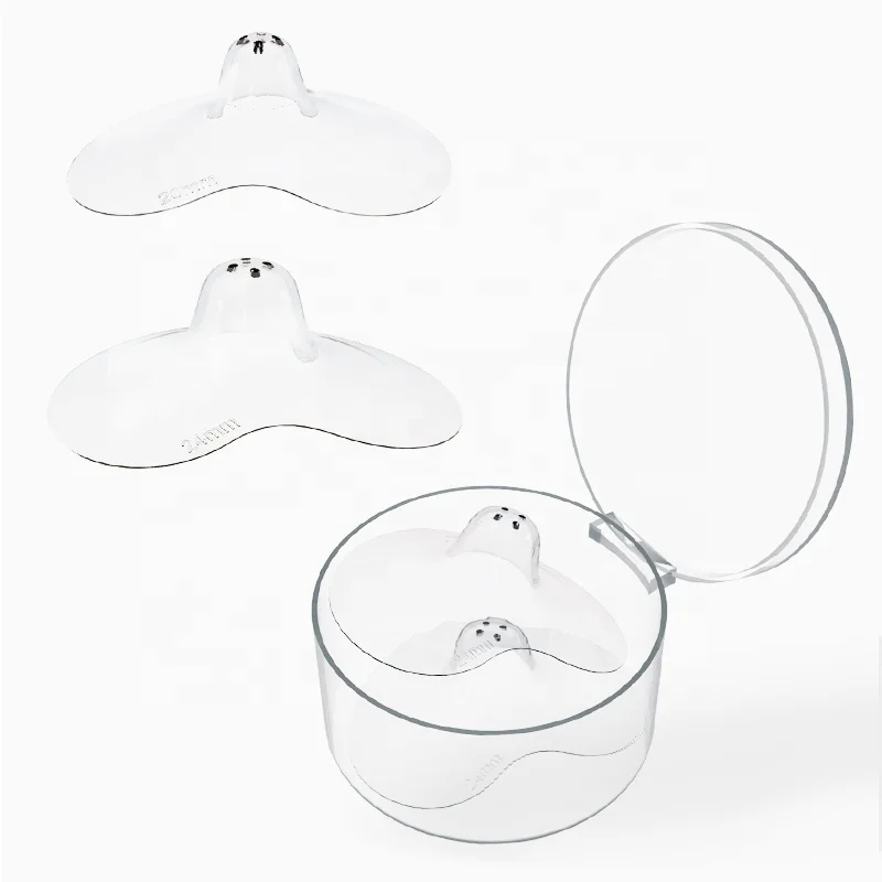 Wholesale Breastfeeding Reusable Silicone Nursing Protector Shields Silicone Nipple Protector with Case Custom Logo Packaging