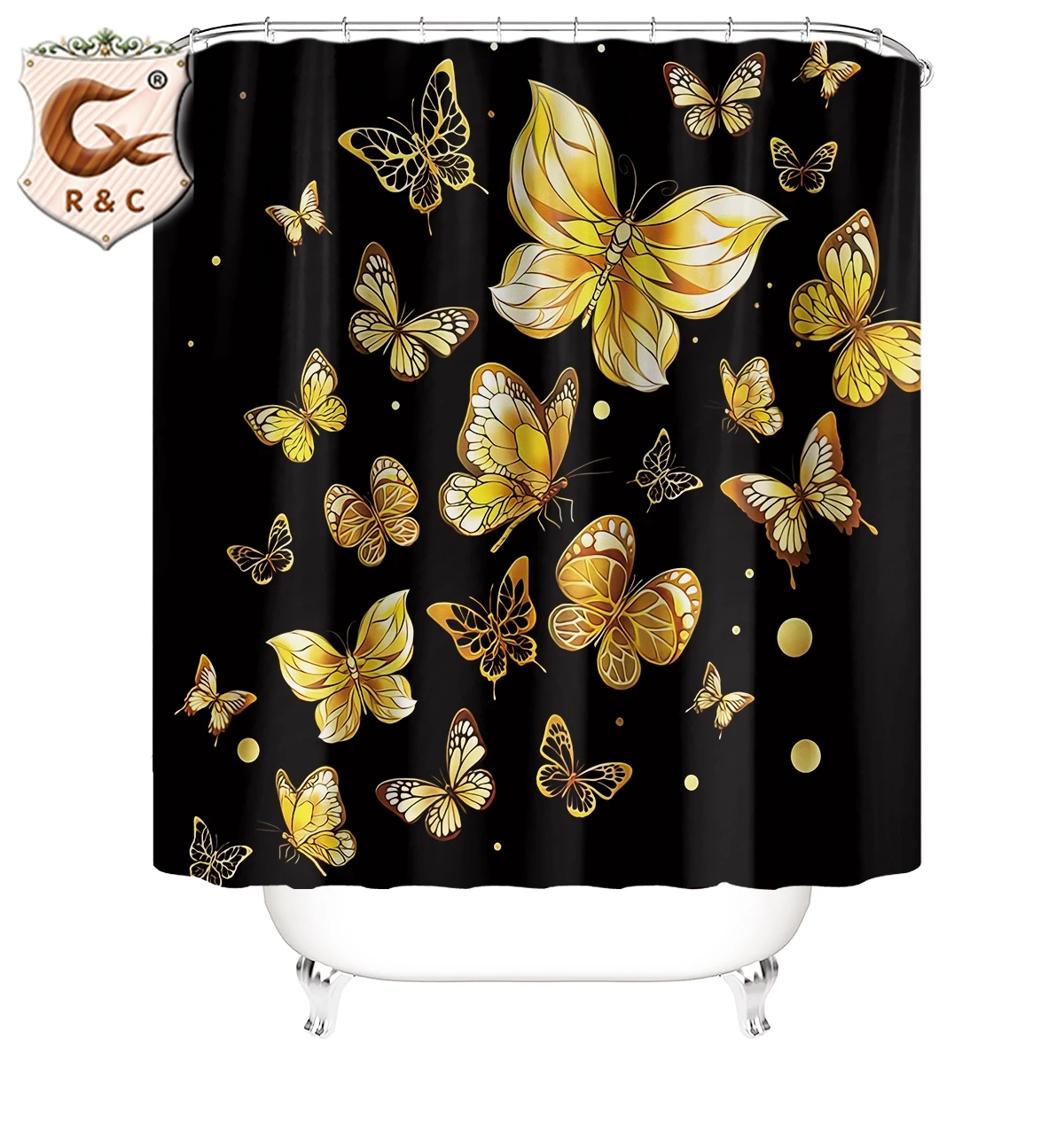 Лидер продаж, набор занавесок для душа из полиэстера, оптовая продажа, низкая цена, современные занавески с бабочками на заказ