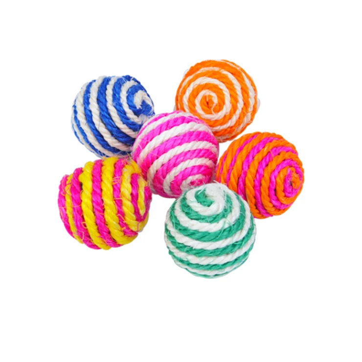 New Pet Dog Cat Kitten Teaser Playing Chew Rattling Scratch Toy Sisal Rope Ball